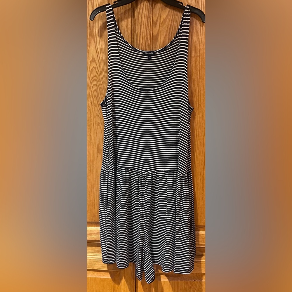 Splendid Soft Sweet Stripe Romper Swim Cover Up Navy Blue & White Size Large